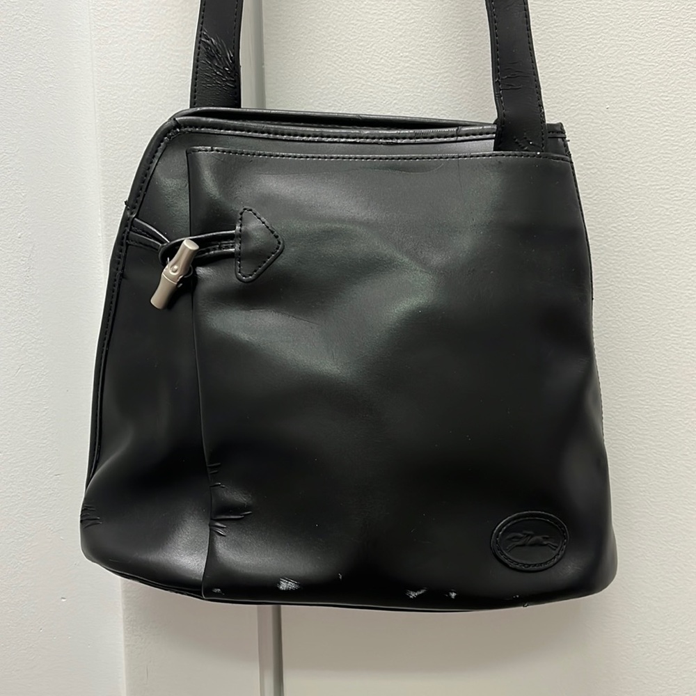 Longchamp Paris women’s vintage black toggle crossbody bag - black leather